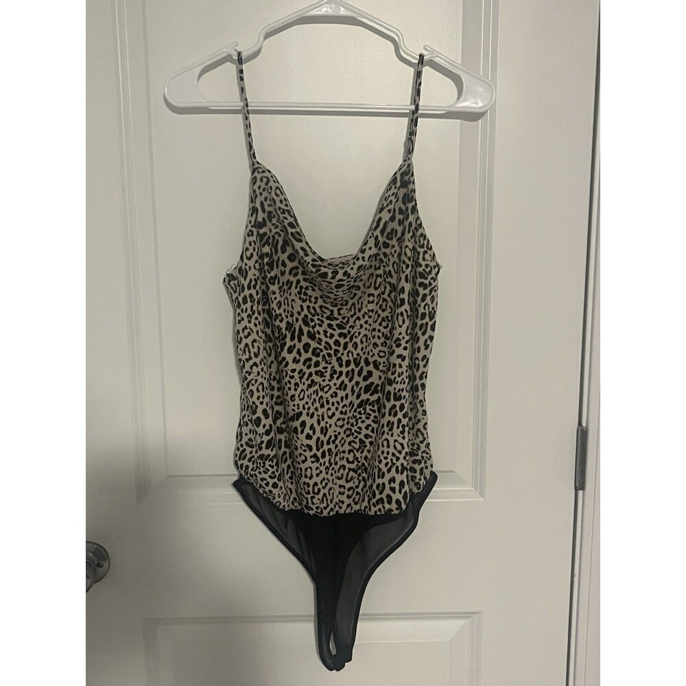 NWOT ASTR The Label Animal Print Adjustable Cami Strap Bodysuit Size Large